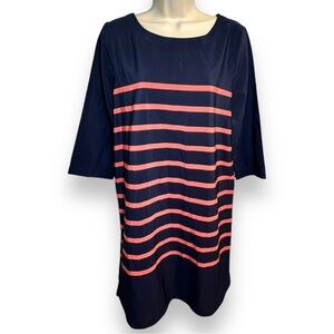 Gap Women’s Striped A-Line Dress Navy Coral Size Small